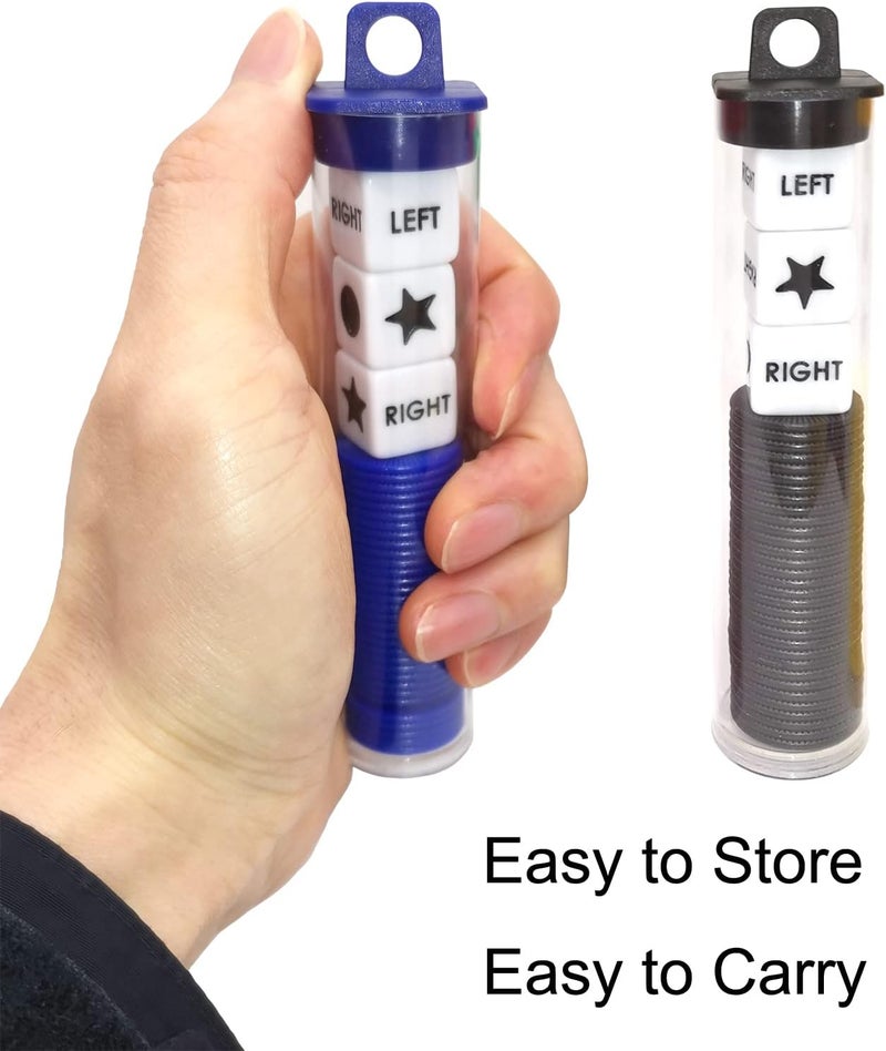 Ahoper Right Left Center Dice Game Prime Set Bundle with 3 Dices + 36 Chips. Round Tube Storage is Very Convenient for Travel. Easy to Store, Carry Around. (2 Pack) - Image 2